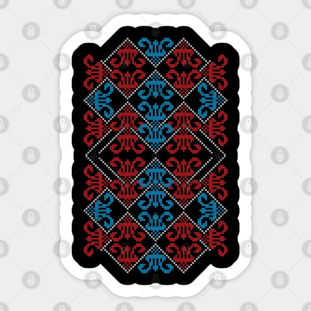 Palestinian Traditional Realistic Tatreez Palestine Folk Embroidery Art Design #3 - lght Sticker by QualiTshirt